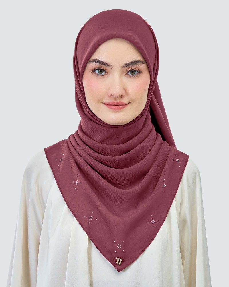 Image of LADY REINA WOOL CHIFFON SQUARE - MAROON