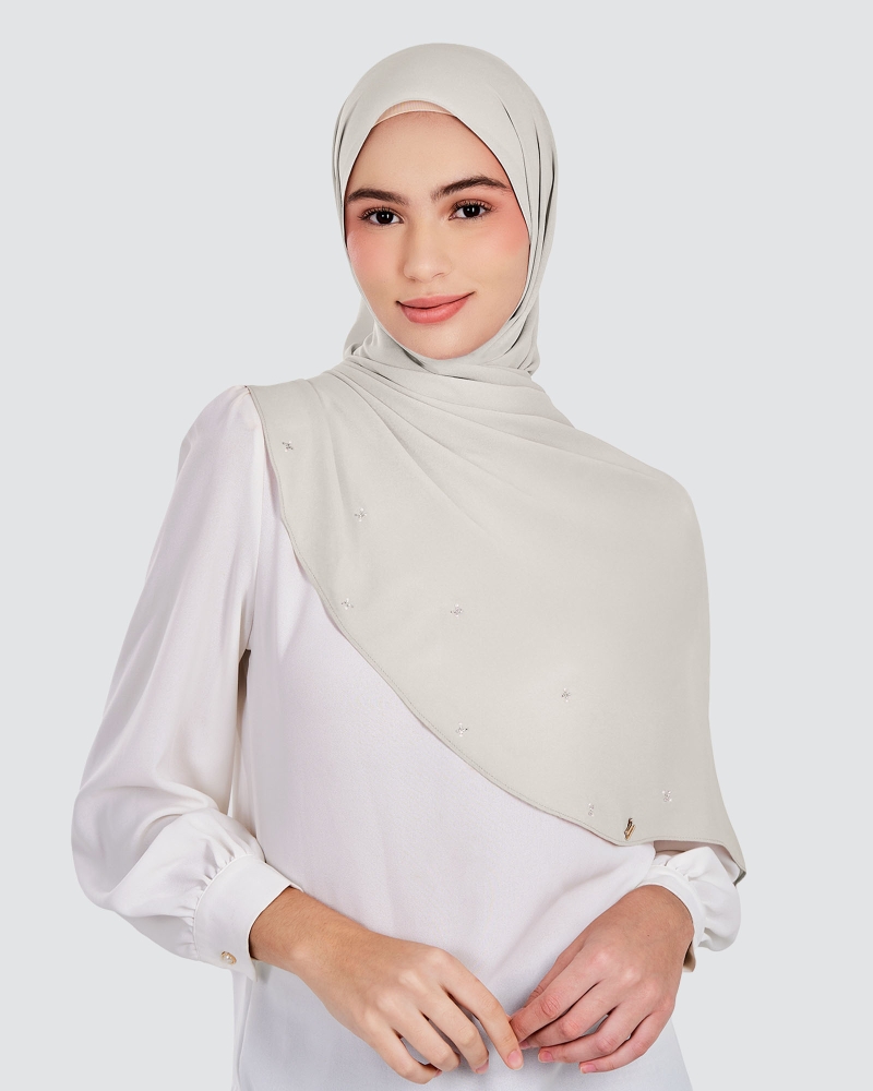 Image of LADY SARAH CRYSTAL SHAWL - WOODSMOKE