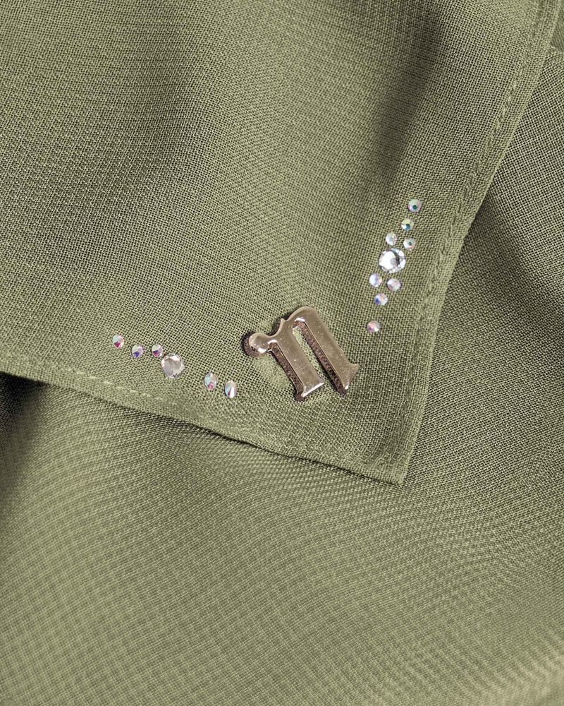 Image of LADY YASMINE WOOL CHIFFON SQUARE - MOSS GREEN