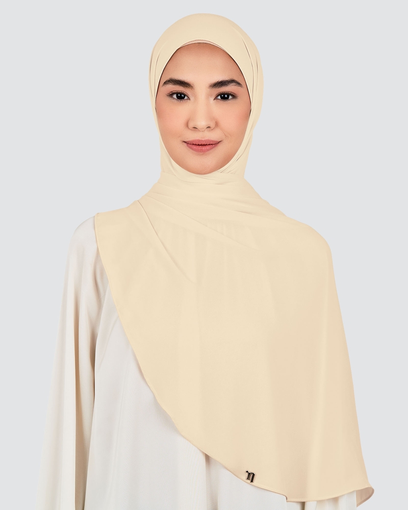 Image of LONG CHIFFON SHAWL - BISCUIT