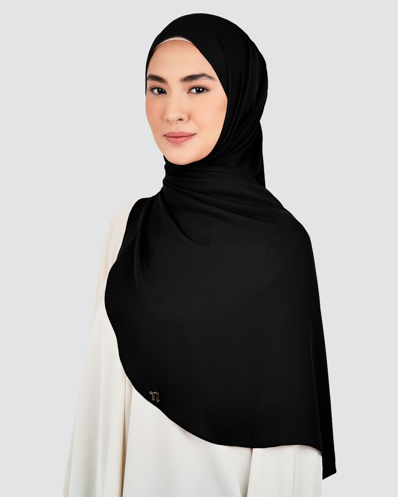 Image of LONG CHIFFON SHAWL - BLACK