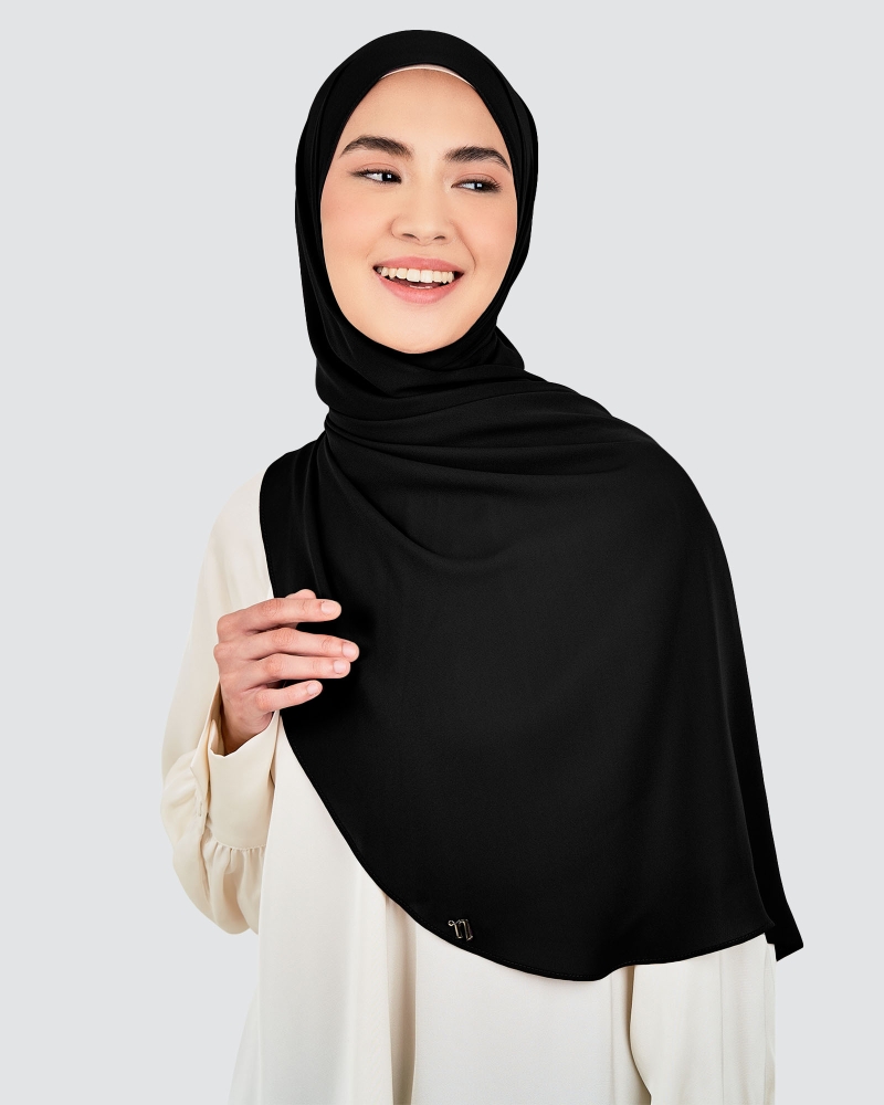 LONG CHIFFON SHAWL - BLACK