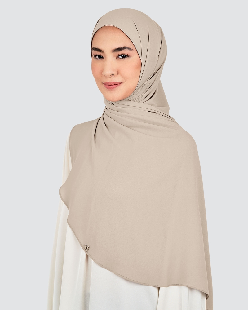 Image of LONG CHIFFON SHAWL - PECAN