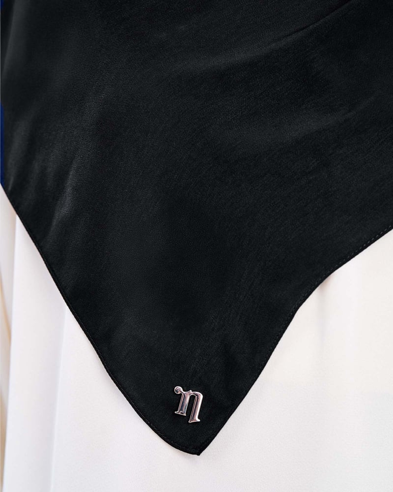 Image of MARISA MATTE SATIN SHAWL - BLACK
