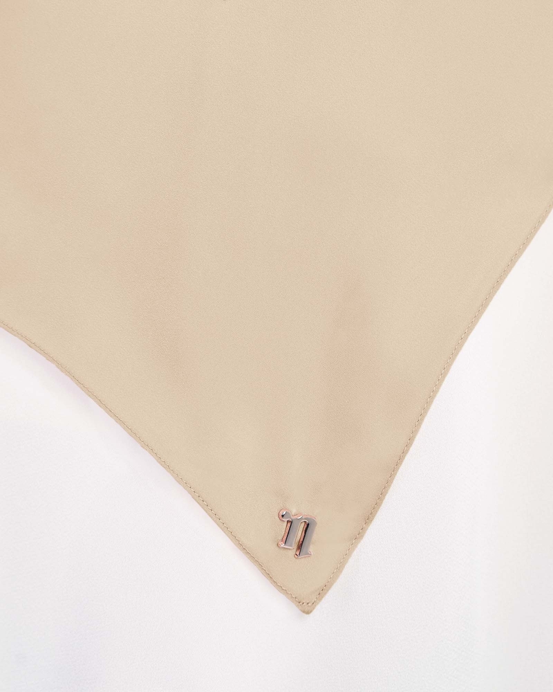 Image of MARISA MATTE SATIN SHAWL - LATTE