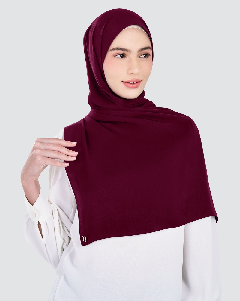 Image of MARISA MATTE SATIN SHAWL - RUBY