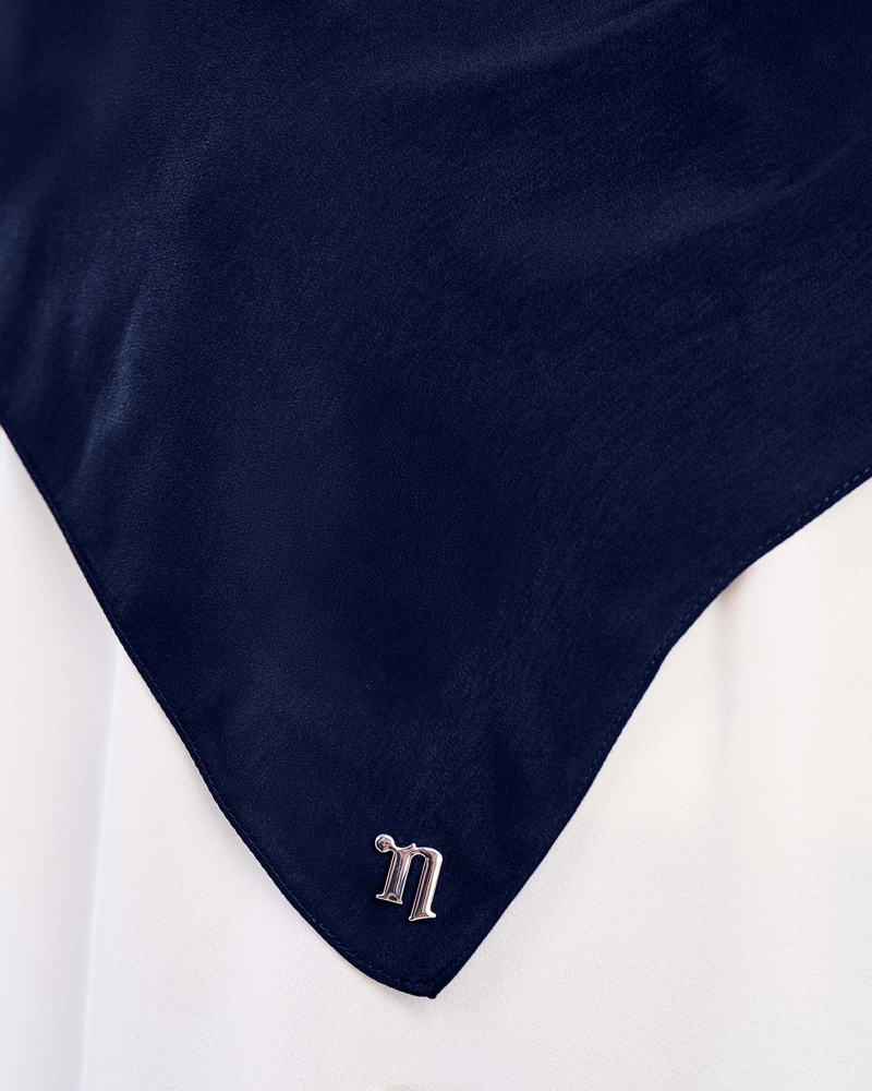 Image of MARISA MATTE SATIN SQUARE - NAVY BLUE