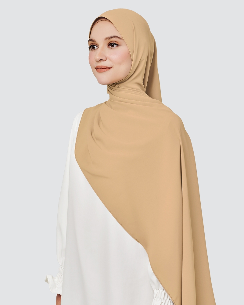 Image of MAYA MATTE SATIN SHAWL - MASALA TEA