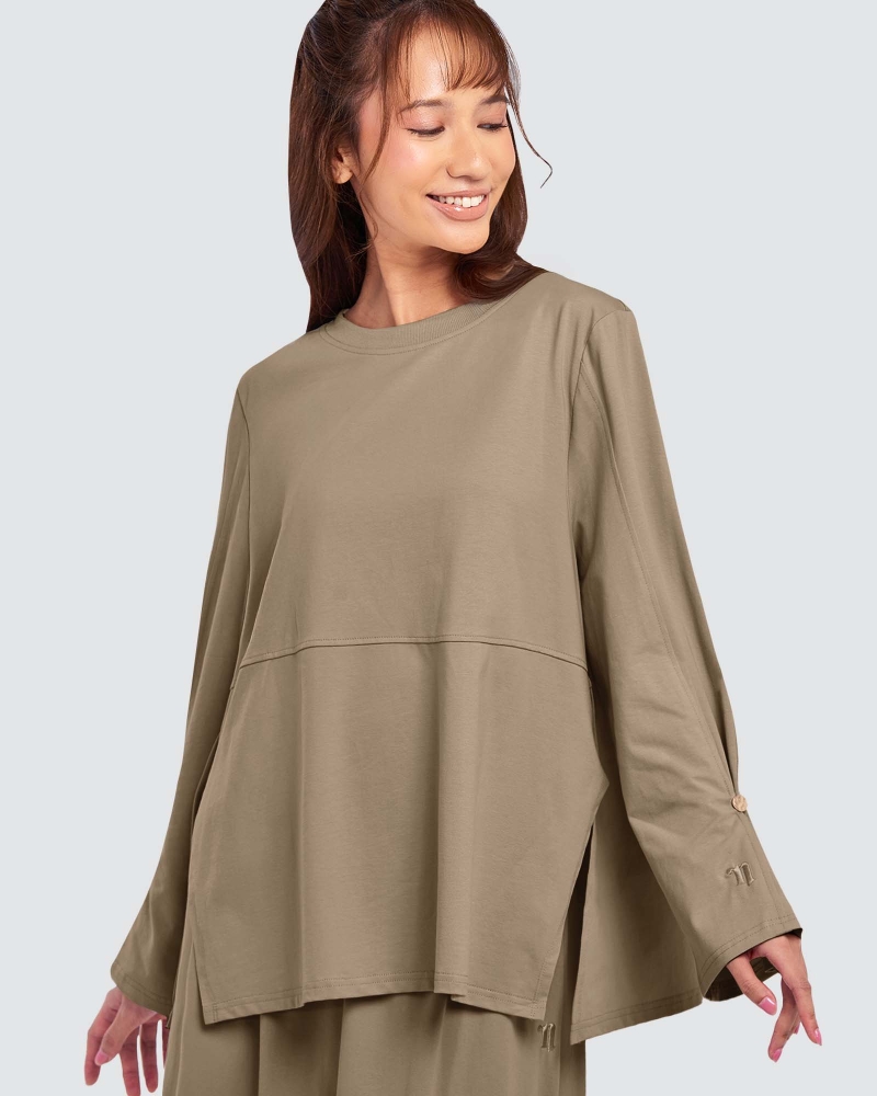 MILA RELAXED FIT TOP - BROWN