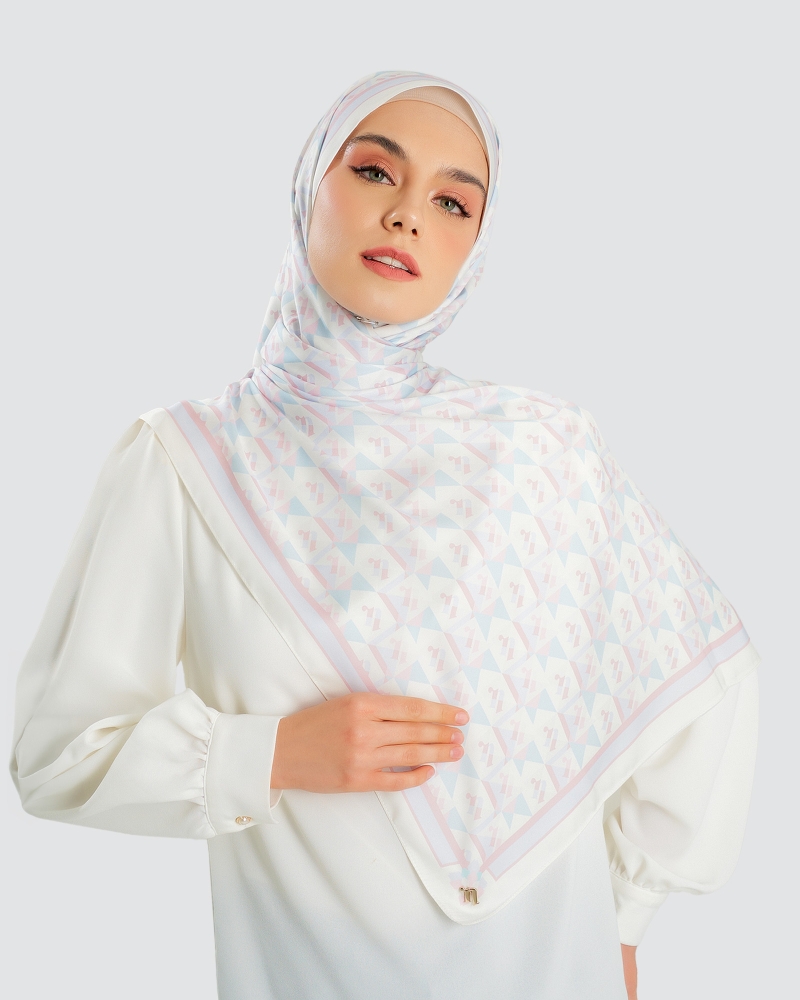 MONOGRAM ORIGAMI SHAWL - AQUA MIST