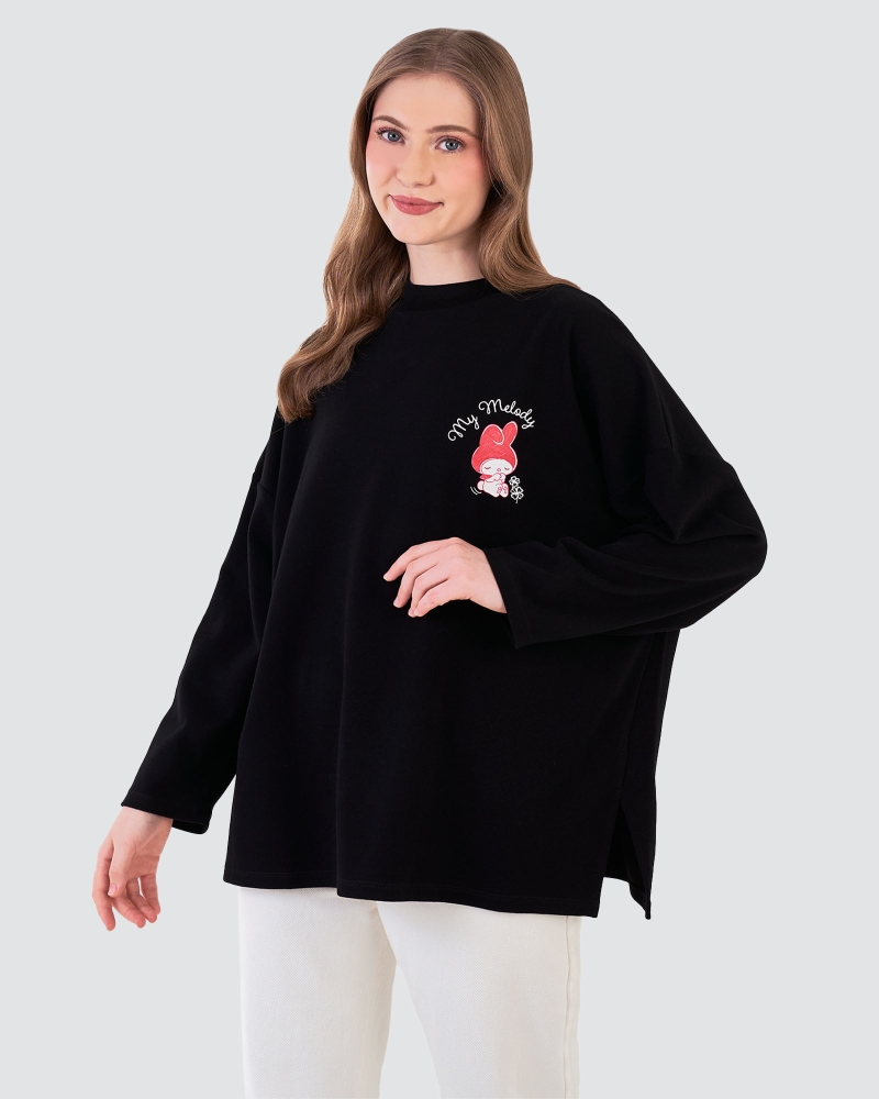Image of MY MELODY X NAELOFAR DREAMY JUMPER T - BLACKVELVET