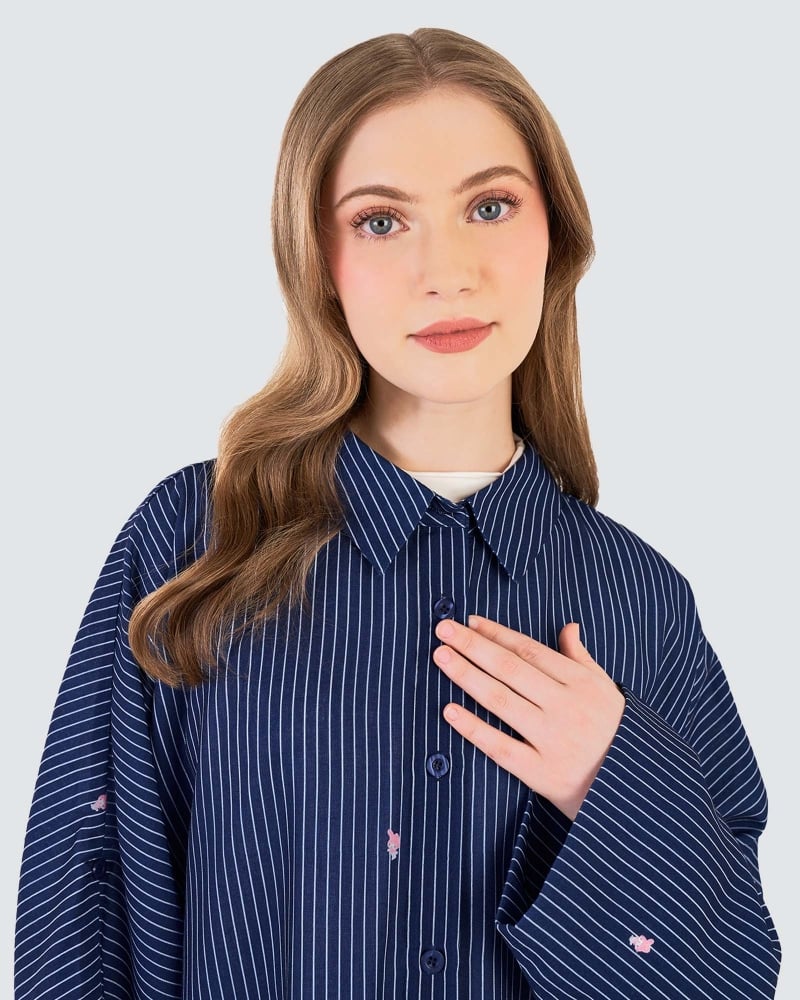 Image of MY MELODY X NAELOFAR LINEN SHIRT DRESS - DEWBERRY