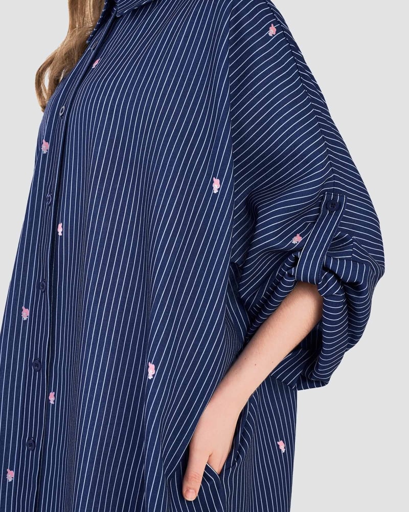 Image of MY MELODY X NAELOFAR LINEN SHIRT DRESS - DEWBERRY
