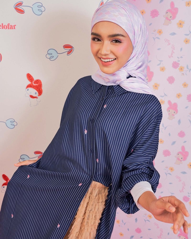 Image of MY MELODY X NAELOFAR LINEN SHIRT DRESS - DEWBERRY