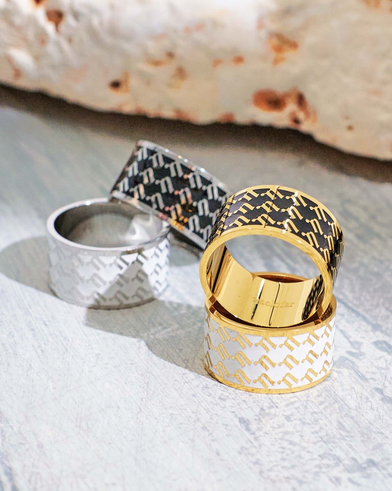 Image of N MONOGRAM HIJAB RING - BLACK/GOLD