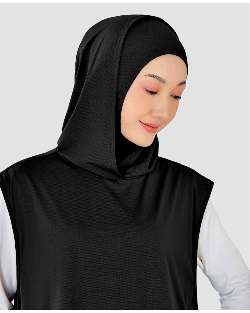 Image of nPOWER HOODIE VEST HIJAB - BLACK