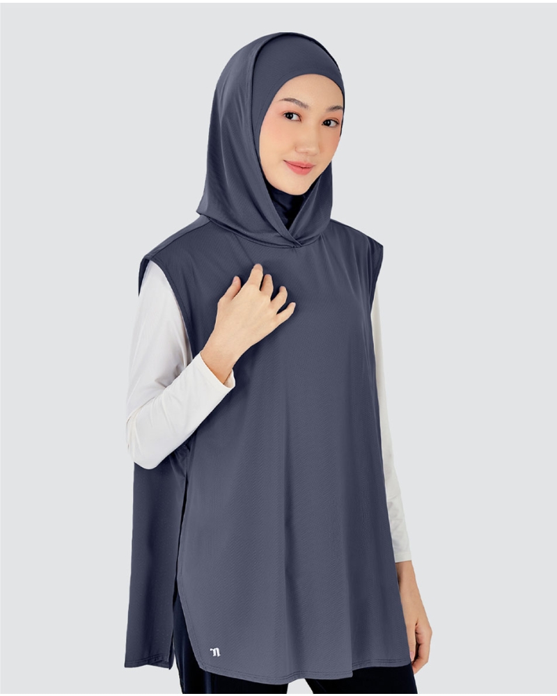 Image of nPOWER HOODIE VEST HIJAB MAXI - STEEL BLUE