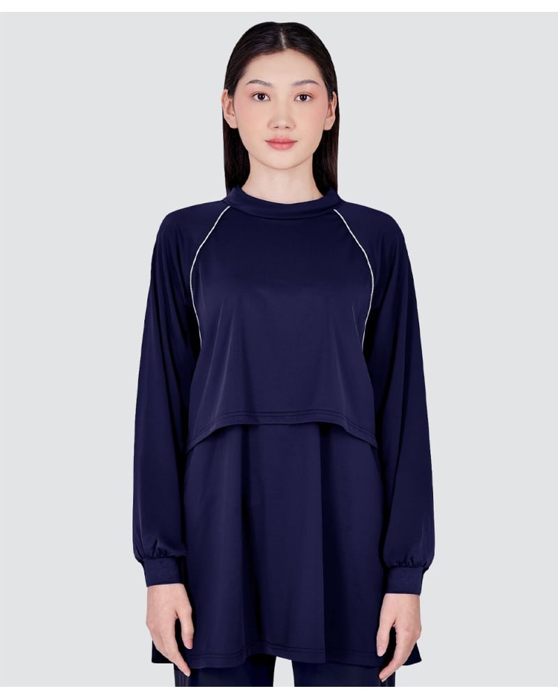 Image of nPOWER MODEST SWIM TOP - BLUE DEPTHS