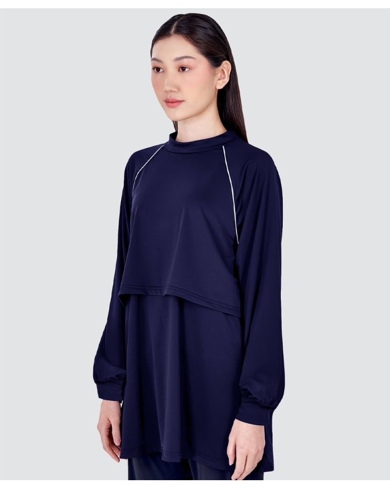Image of nPOWER MODEST SWIM TOP - BLUE DEPTHS