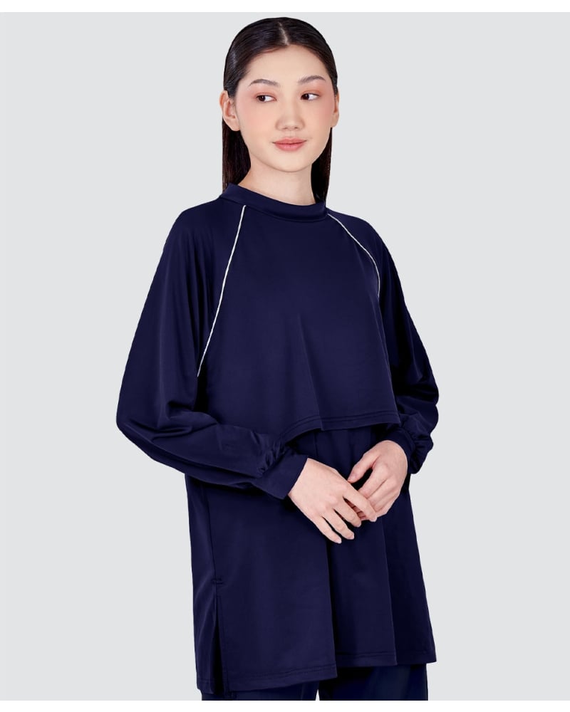 Image of nPOWER MODEST SWIM TOP - BLUE DEPTHS