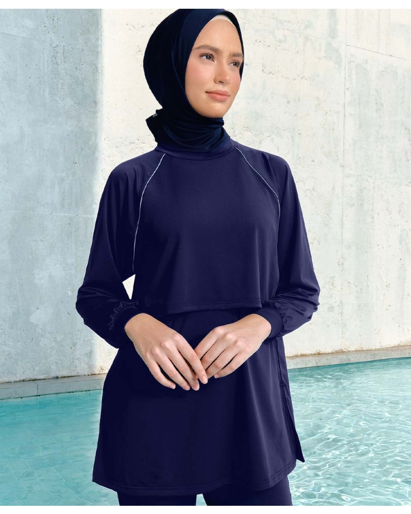 Image of nPOWER MODEST SWIM TOP - BLUE DEPTHS