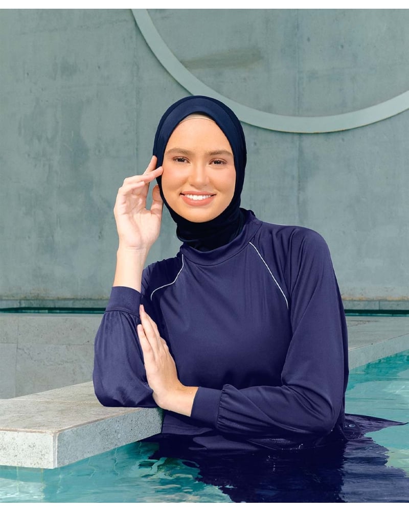 Image of nPOWER MODEST SWIM TOP - BLUE DEPTHS