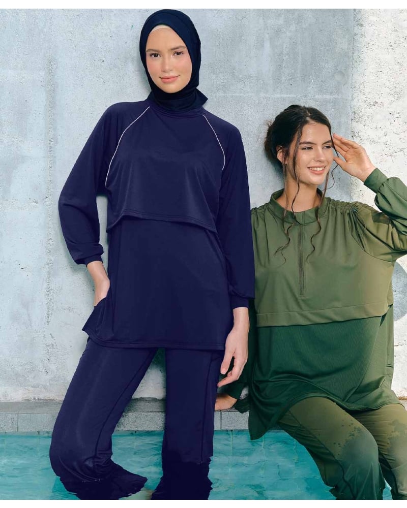 Image of nPOWER MODEST SWIM TOP - BLUE DEPTHS