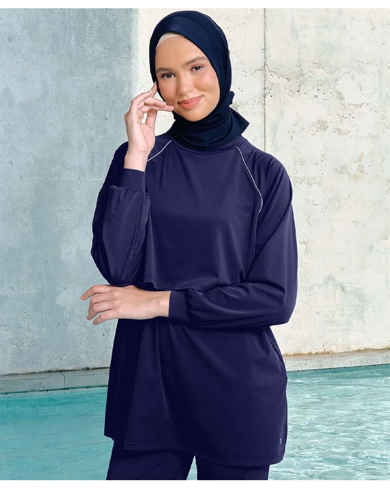 Image of nPOWER MODEST SWIM TOP - BLUE DEPTHS