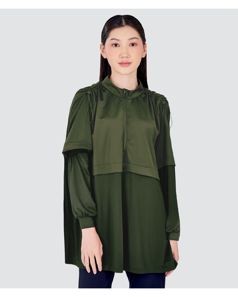 Image of nPOWER MODEST SWIM ZIP TOP - FOREST