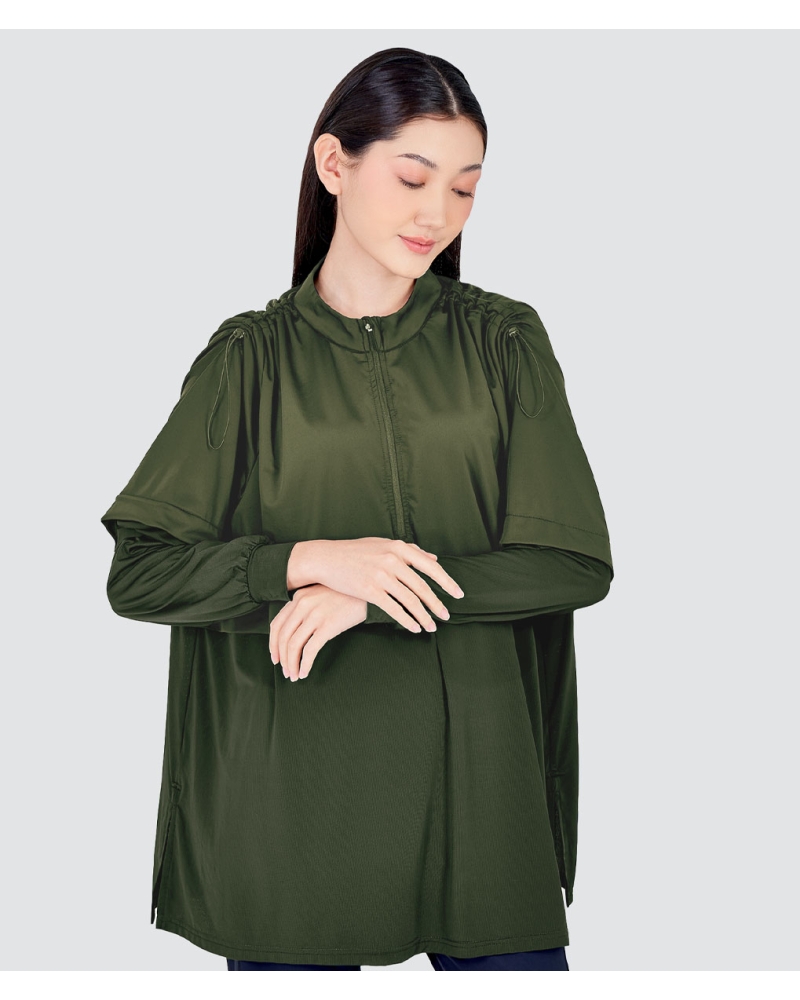 Image of nPOWER MODEST SWIM ZIP TOP - FOREST