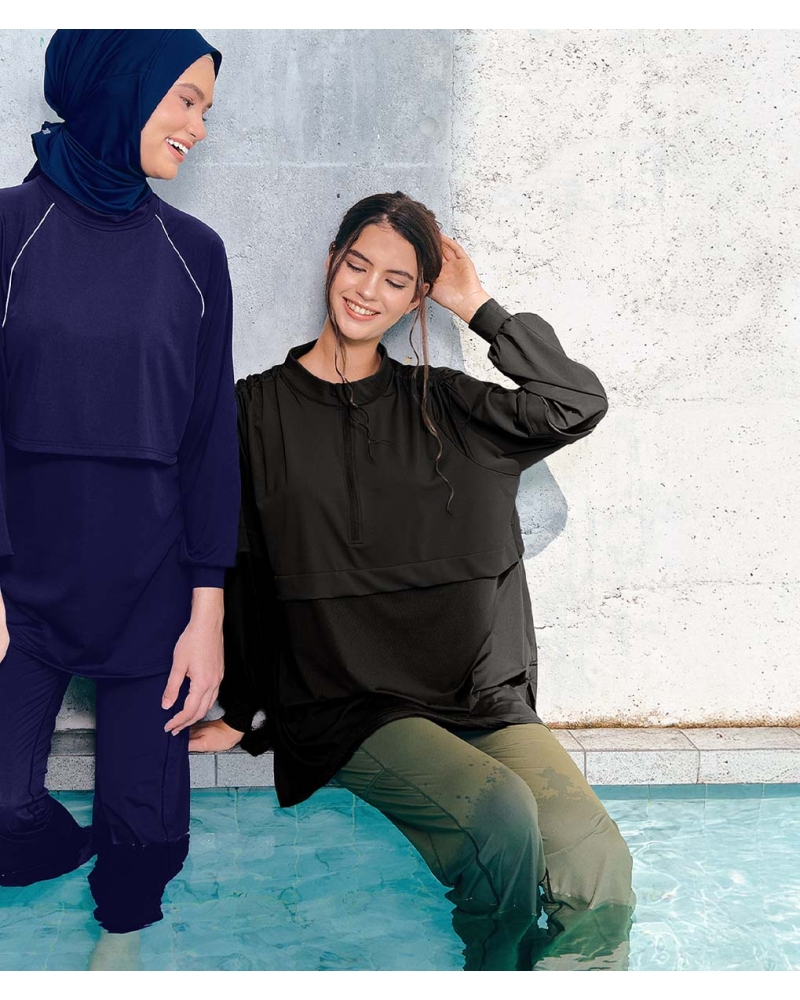 Image of nPOWER MODEST SWIM ZIP TOP - METEORITE