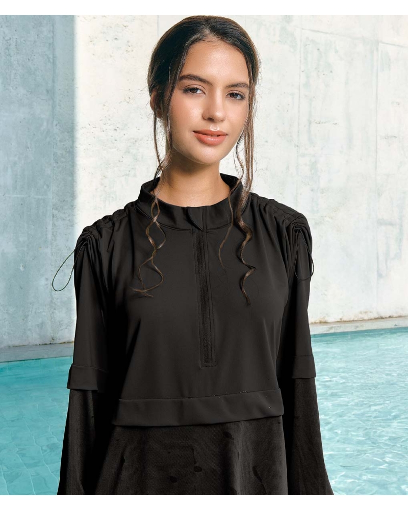nPOWER MODEST SWIM ZIP TOP - METEORITE