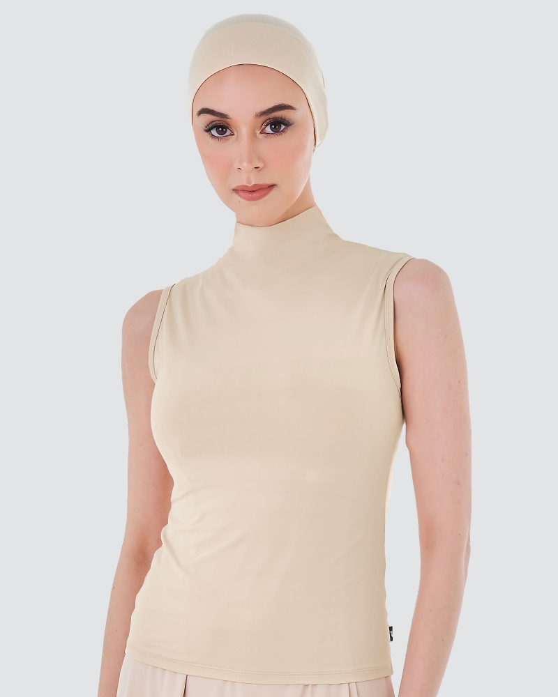 Image of NWEAR HIGH NECK SLEEVELESS TOP - NUDE