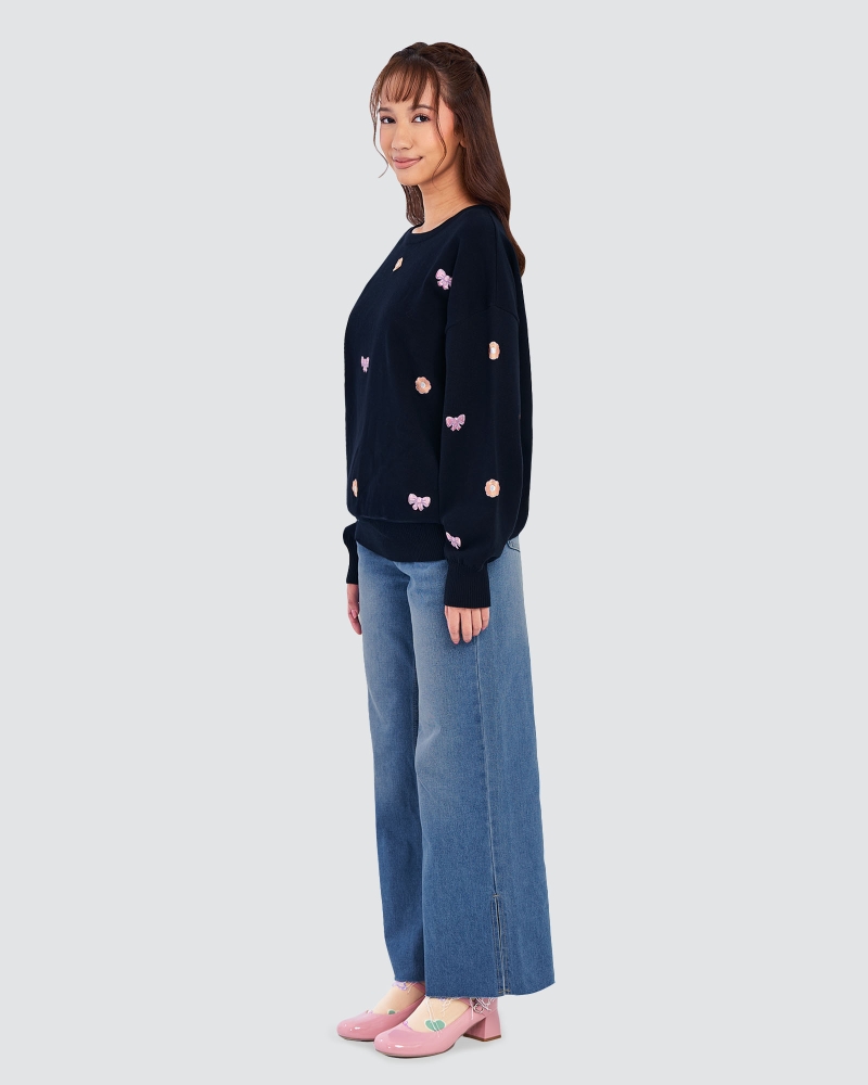 Image of POLLY POCKET X NAELOFAR BOW JUMPER - BLUE WINK
