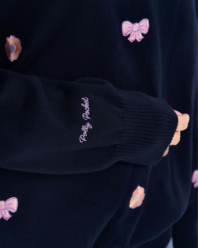 Image of POLLY POCKET X NAELOFAR BOW JUMPER - BLUE WINK