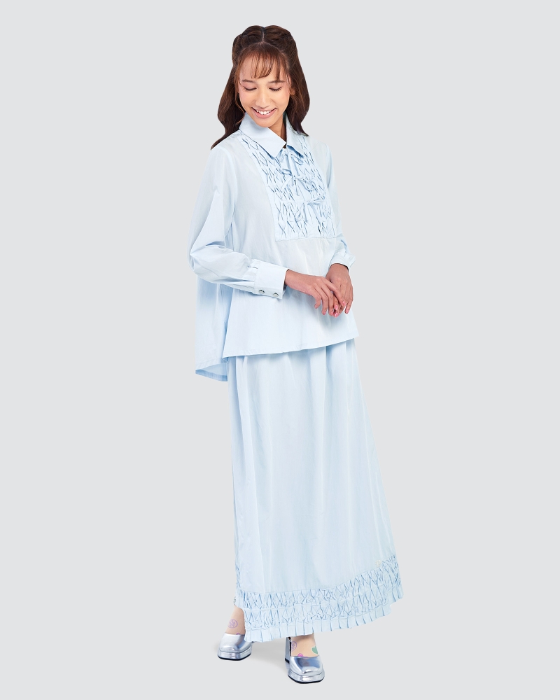 Image of POLLY POCKET X NAELOFAR SMOCKED SKIRT - SKY GIGGLES