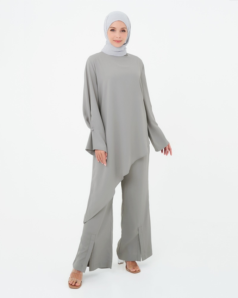 Image of ASYMMETRICAL TOP CO-ORD SET - COLD GREY