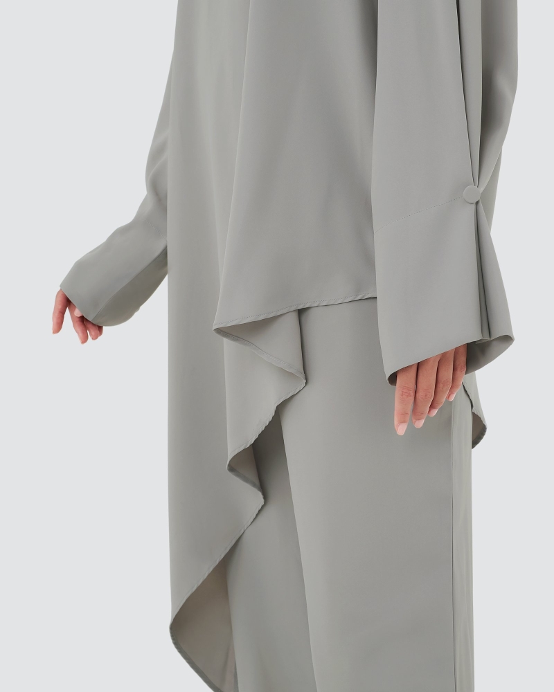 Image of ASYMMETRICAL TOP CO-ORD SET - COLD GREY
