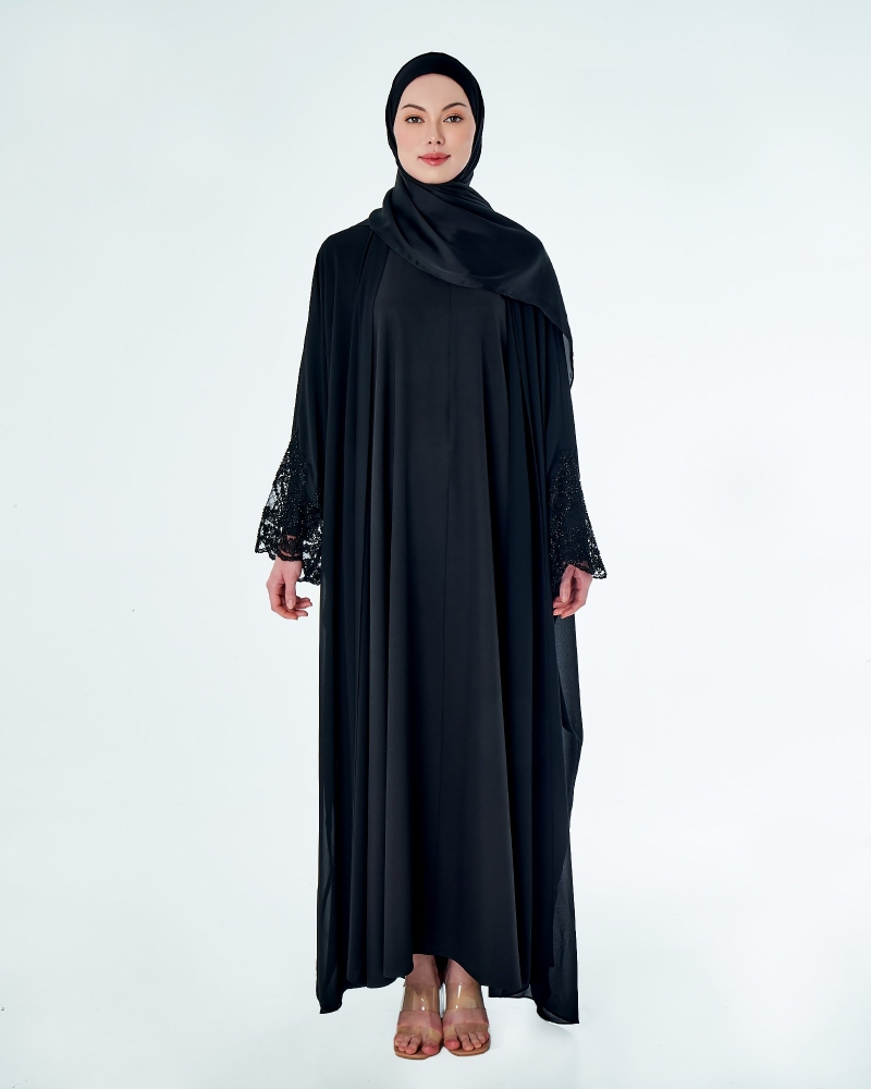 Black and grey abaya hotsell
