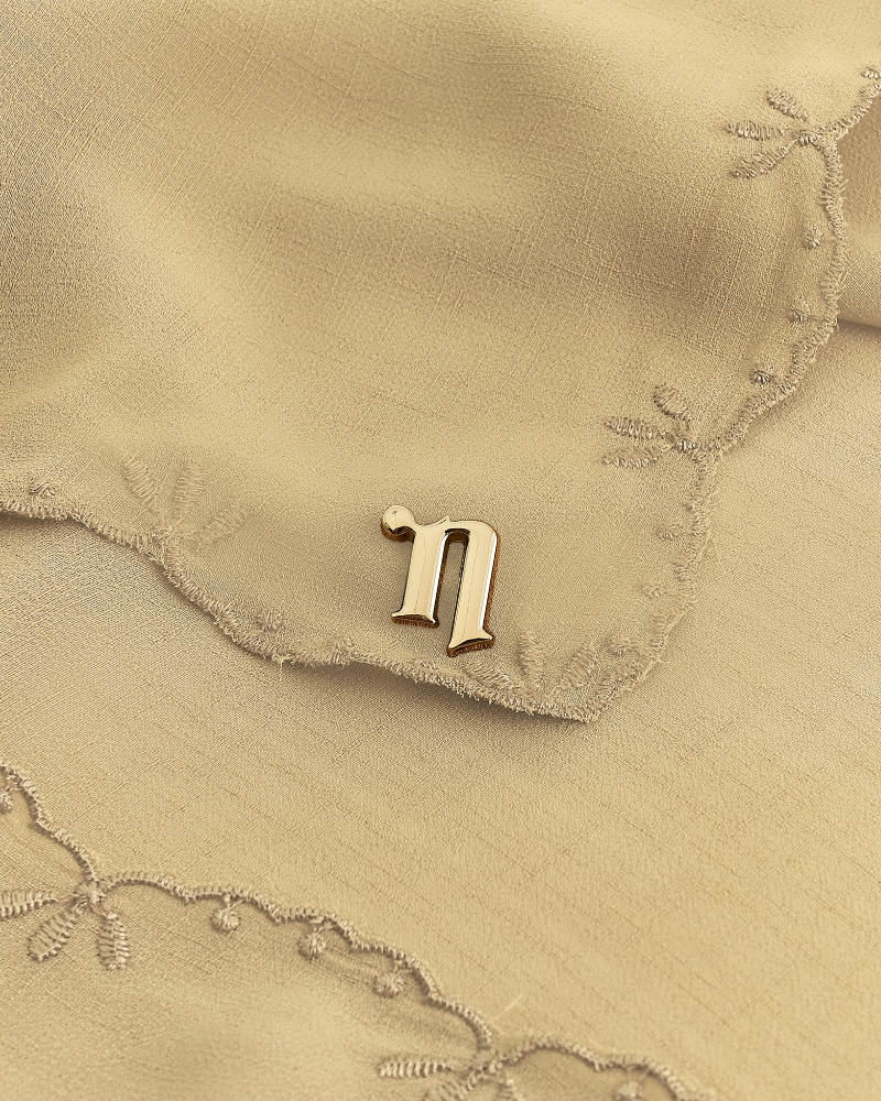 Image of SALEHA EMBROIDERED SHAWL - HAZELNUT