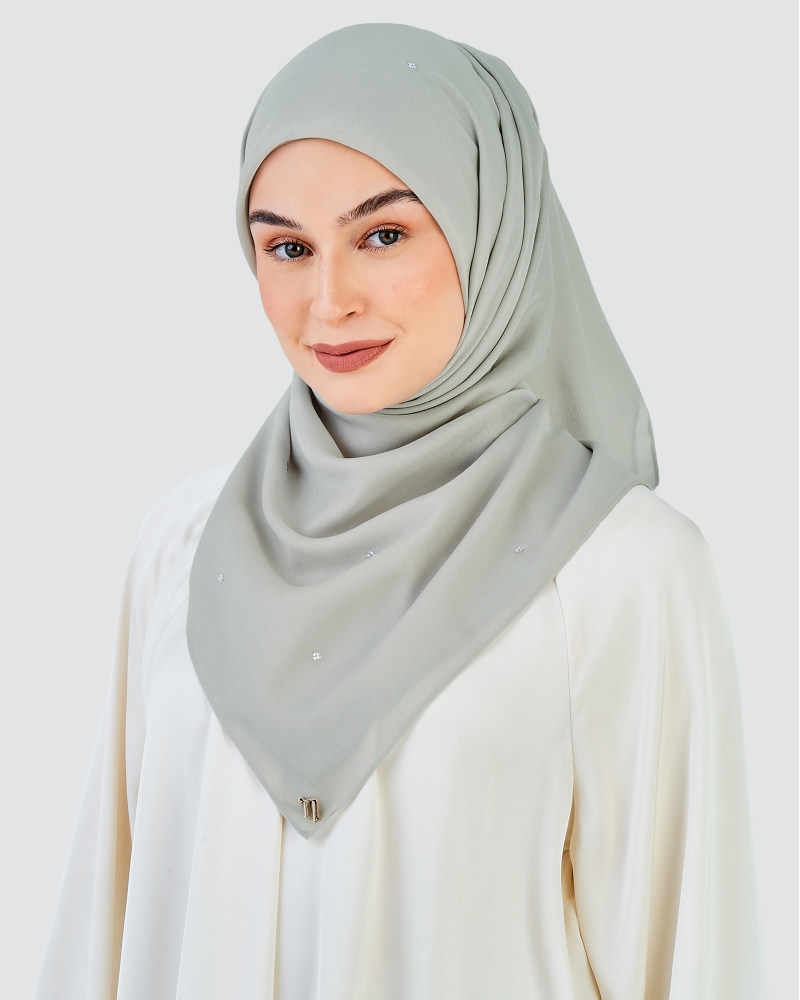 Image of LADY DIANA COTTON VOILE SQUARE - WARM GREY