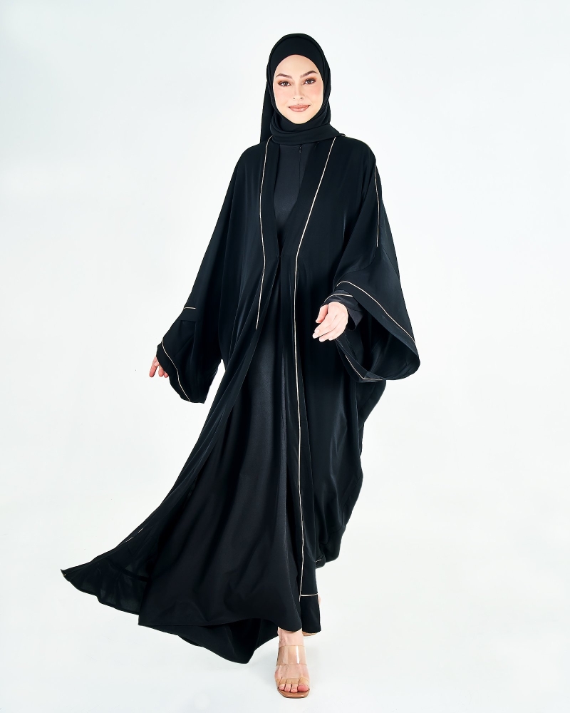 Image of AALISHA CARDIGAN ABAYA - BLACK