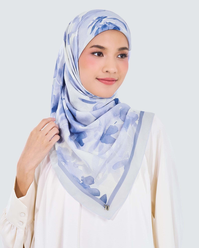 Image of WATERCOLOUR COTTON VOILE SQUARE - AQUARELLE