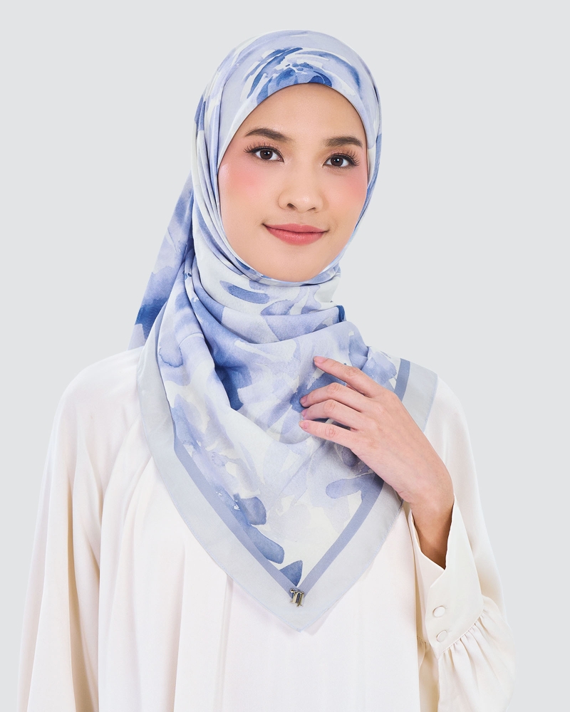 Image of WATERCOLOUR COTTON VOILE SQUARE - AQUARELLE