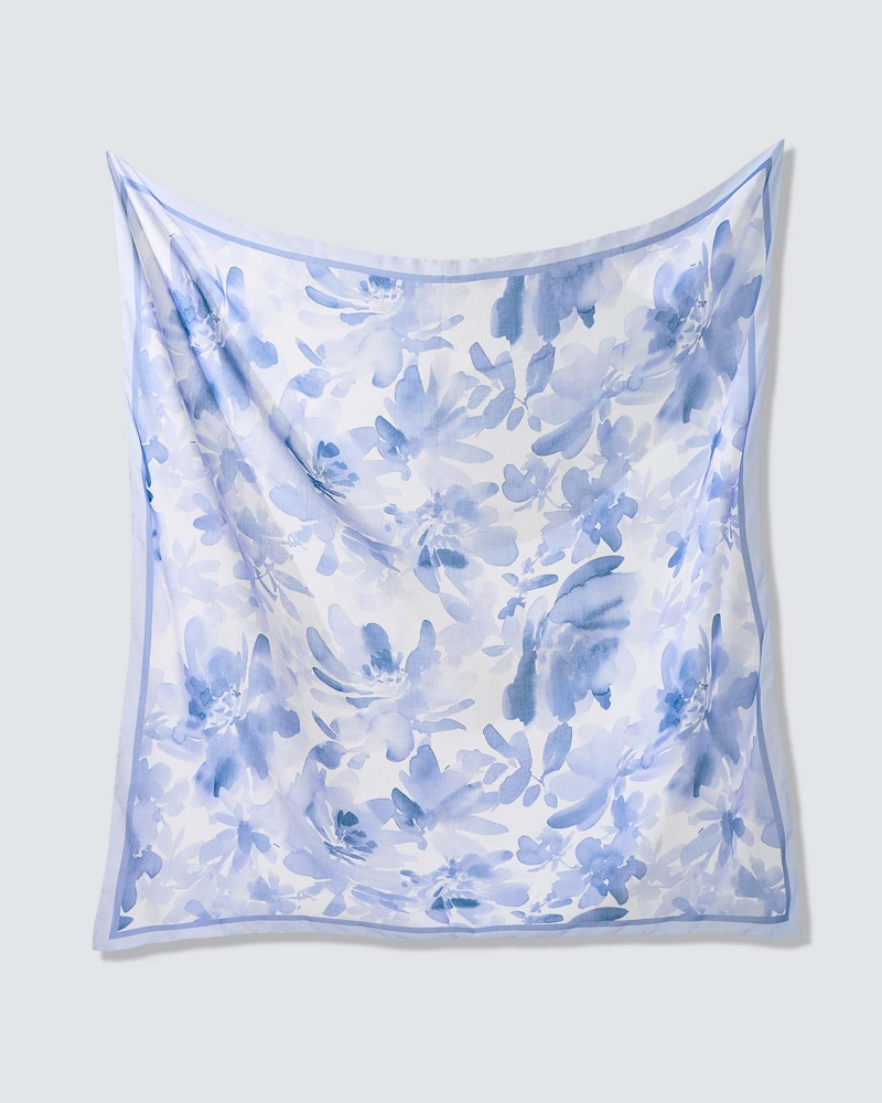 Image of WATERCOLOUR COTTON VOILE SQUARE - AQUARELLE