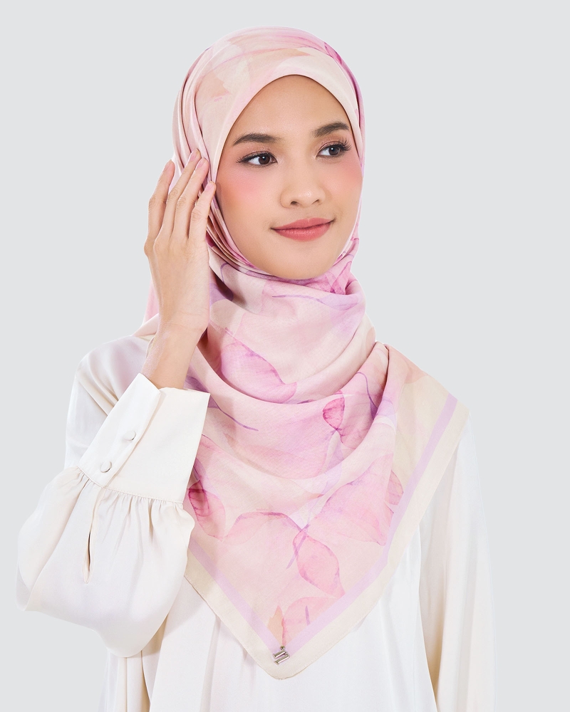 Image of WATERCOLOUR COTTON VOILE SQUARE - BLOOM VEIL