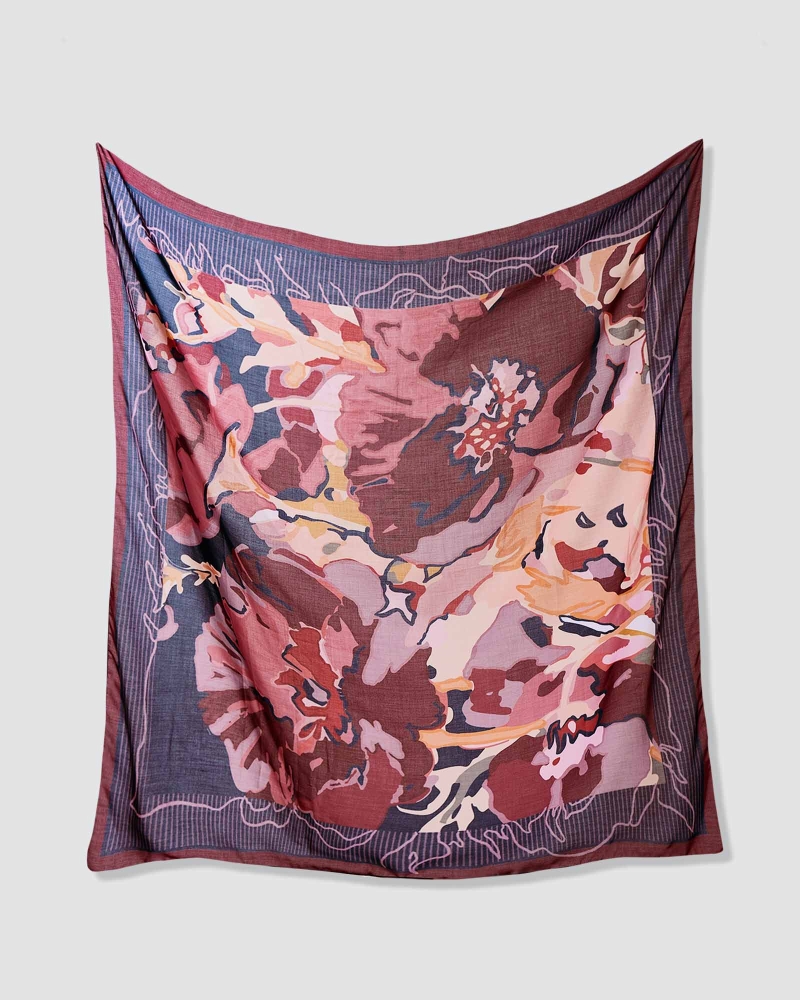 Image of WATERCOLOUR COTTON VOILE SQUARE - BOTANICA