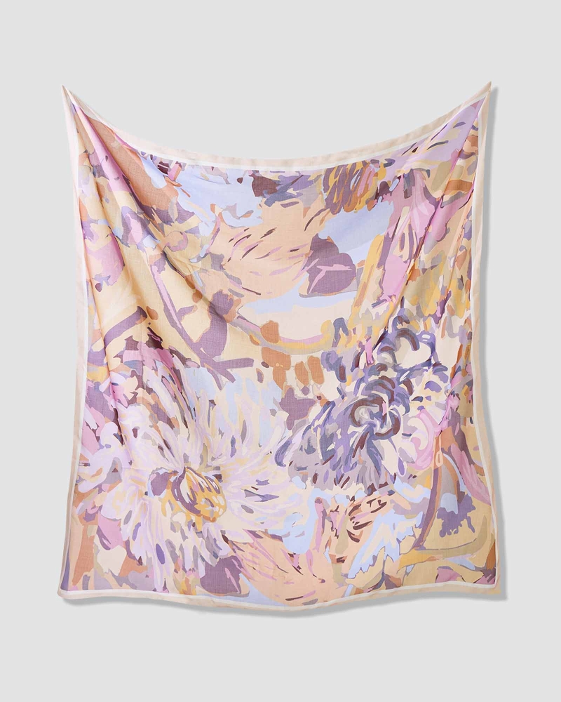 Image of WATERCOLOUR COTTON VOILE SQUARE - CAMELAIRE