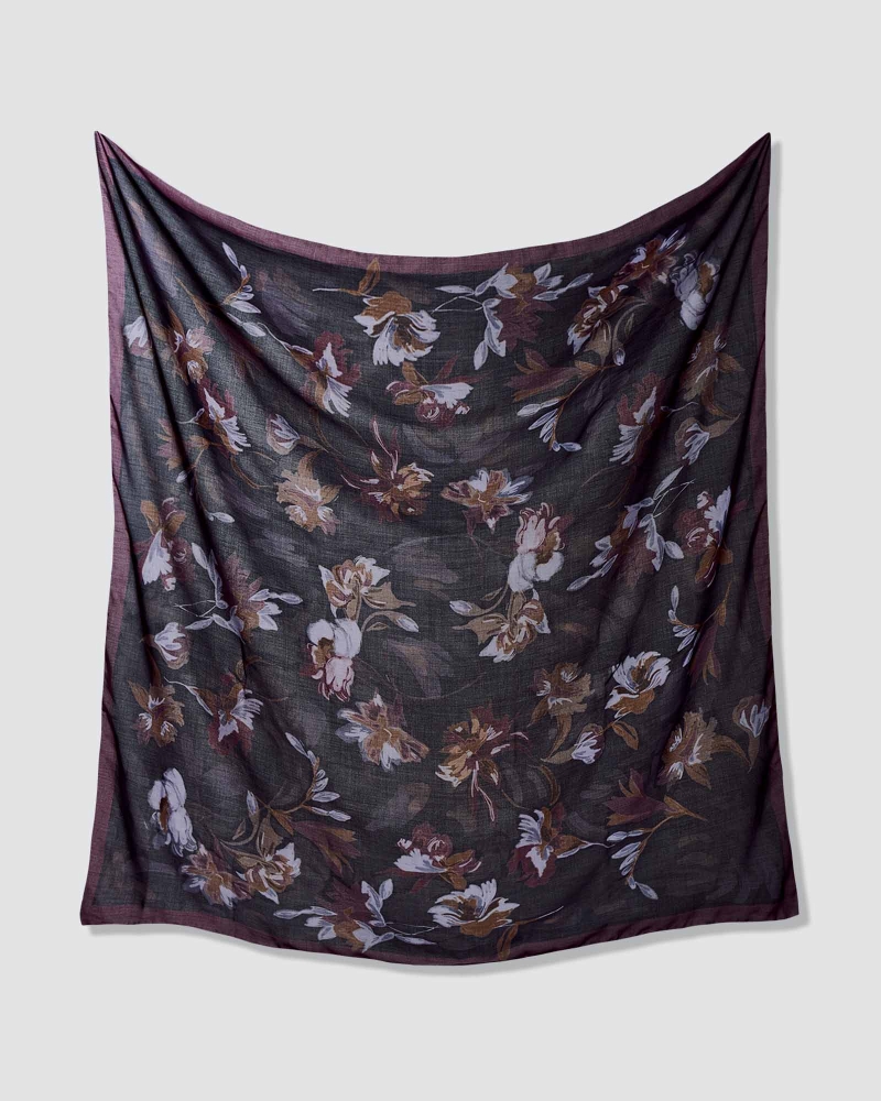 Image of WATERCOLOUR COTTON VOILE SQUARE - NOIR