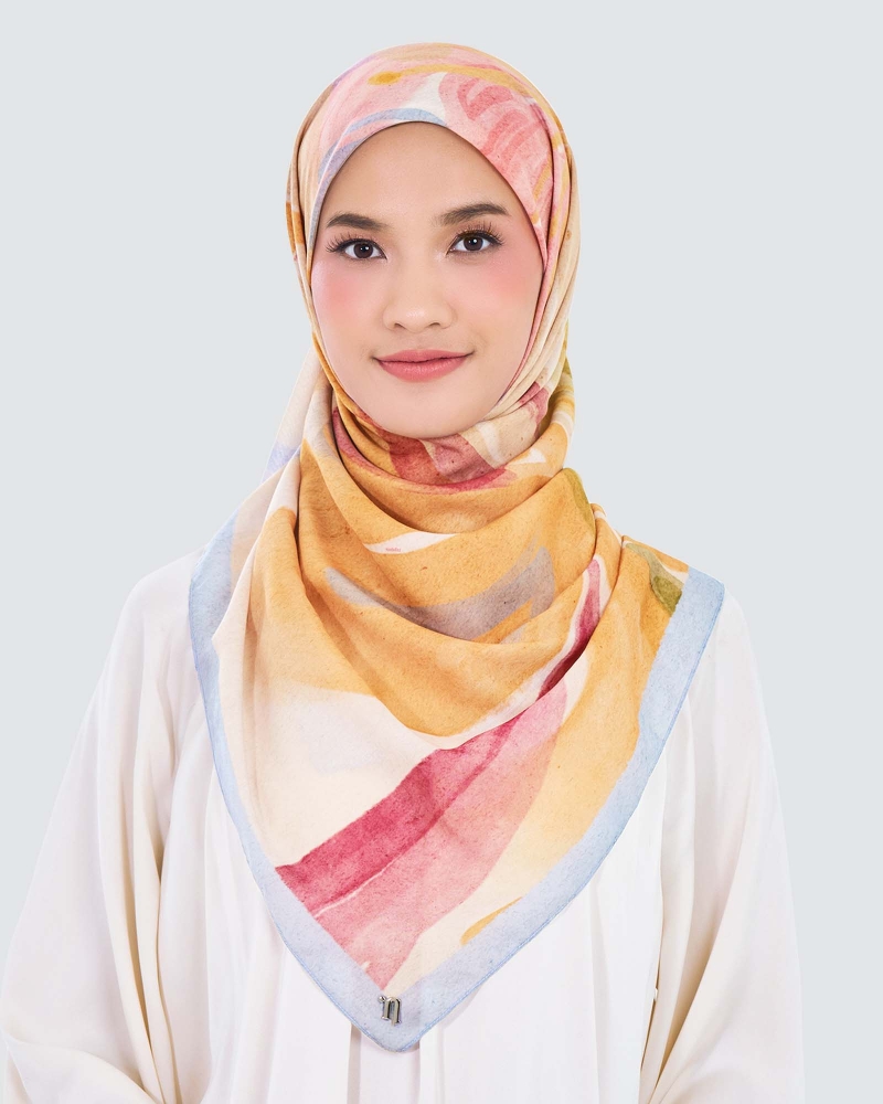 Image of WATERCOLOUR COTTON VOILE SQUARE - SERENE